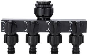 4-vejs slangesplitter til vandslange — robust og brugervenlig