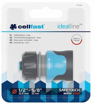 Cellfast Slangekobling SAFETOUCH IDEAL™ 1/2" M/STOP