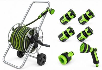 Cobra Metal Slangevogn med 50m 1/2" samt komplet brusesæt