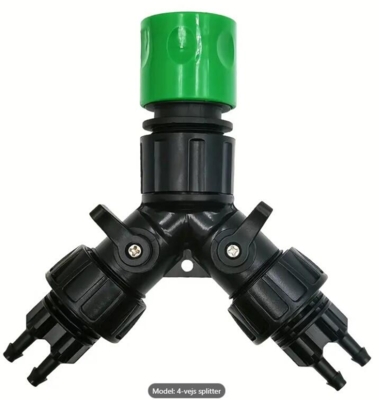 2 vejs splitter med Quick kobling til 4mm Vandingssæt.