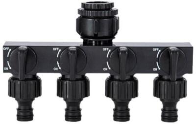 4-vejs slangesplitter til vandslange — robust og brugervenlig