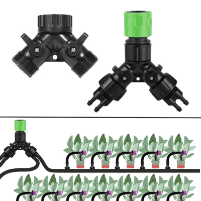 Quick kobling til 4mm Vandingssæt. Praktisk Y- og 4-vejs slangedeler